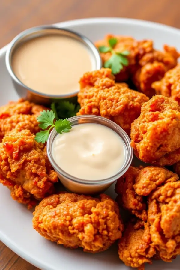 Crispy & Fiery Dave’s Nashville Hot Chicken arranged in a plate