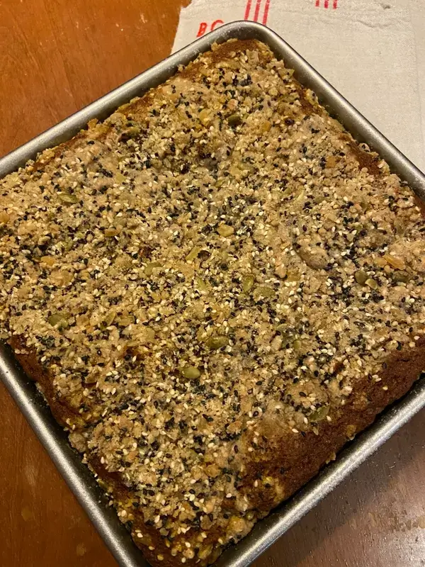 Pumpkin Gingerbread with Seedy Streusel