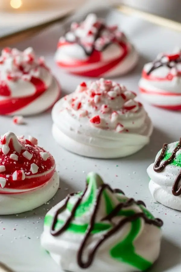Christmas meringue cookies serving