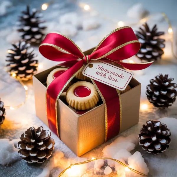 Package and Gift Christmas Thumbprint Cookies