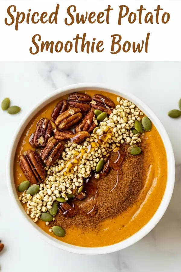 A thick spiced sweet potato smoothie bowl