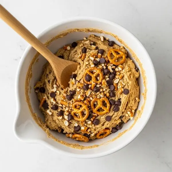 Overhead view of cookie baking in progress