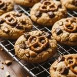 Freshly baked mini pretzels cookies on a cooling rack
