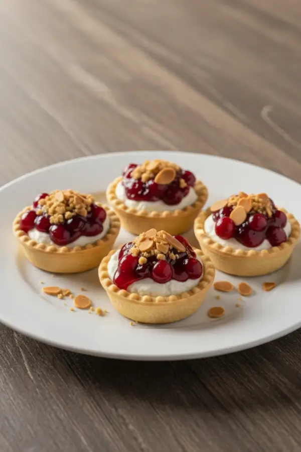 Cranberry Goat Cheese Mini Tarts served on a plate