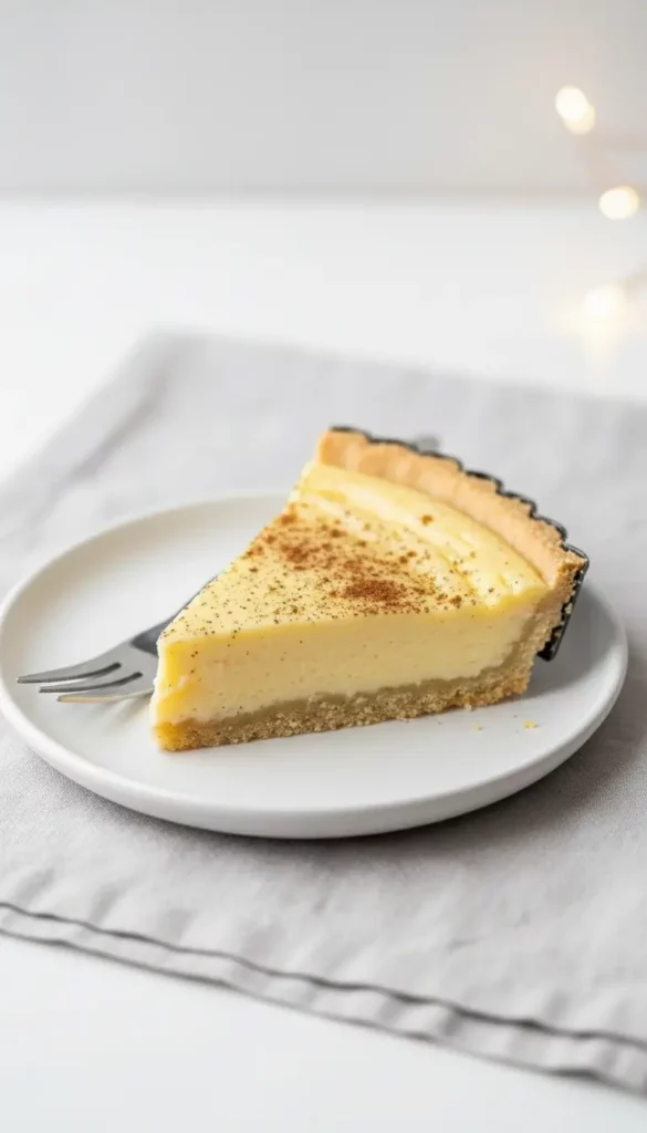Eggnog Creme Tart, one slice in a plate