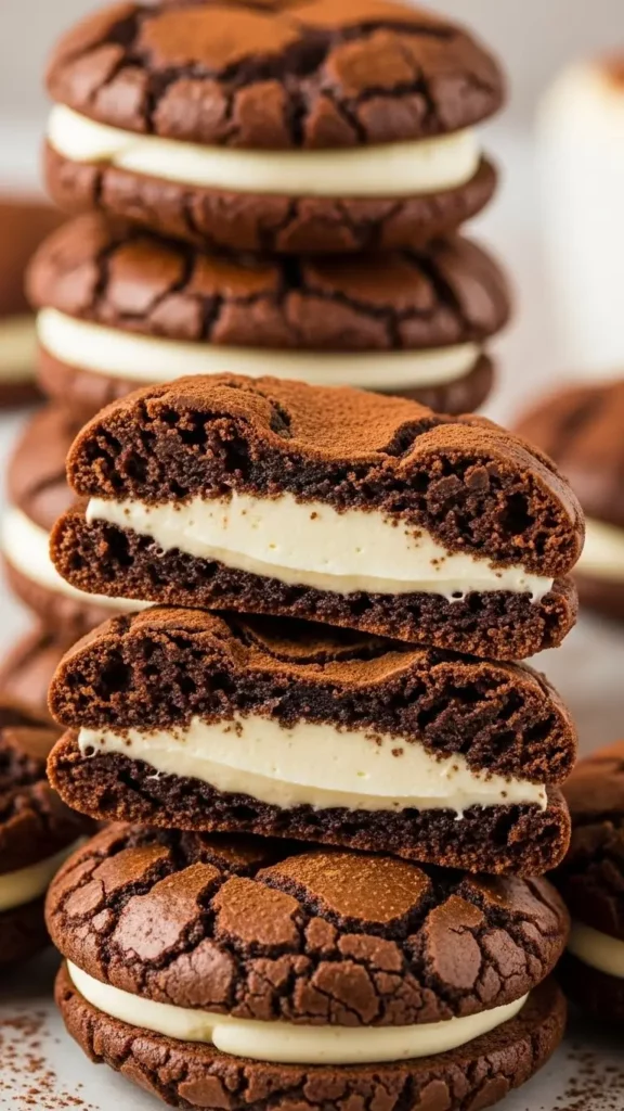 Rich tiramisu brownie crinkle cookies, Close view