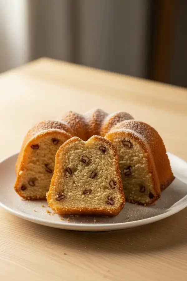 Golden vanilla wafer bundt cakes on a Plate
