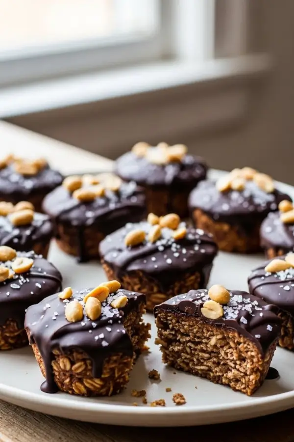 Dark chocolate oatmeal cups in a plate