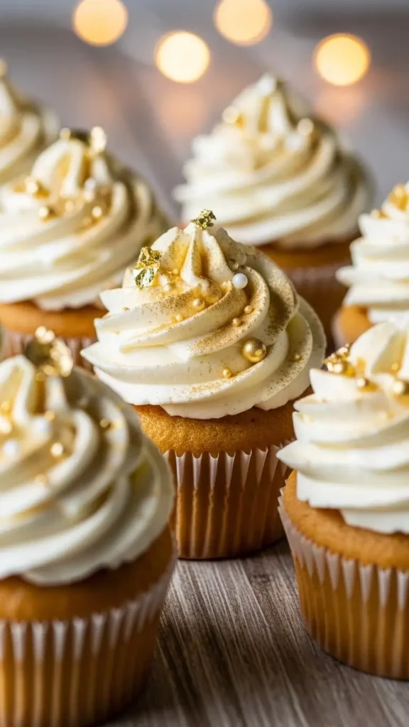 Gold Star Cupcakes in Holiday Presentation, front view