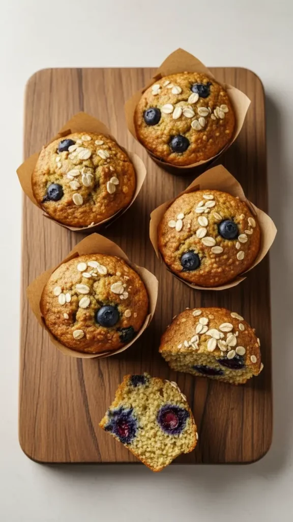 Golden quinoa protein muffins, top view