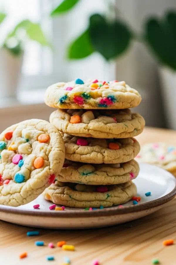 White Chocolate Chip Cookies Loaded with Rainbow Sprinkles