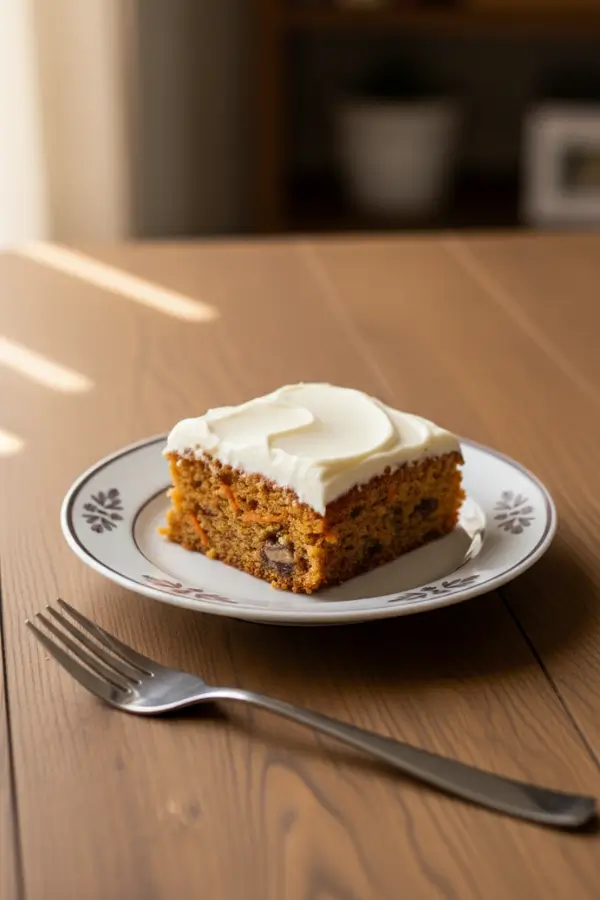 Carrot Cake Bars with Cream Cheese Frosting in a small plate