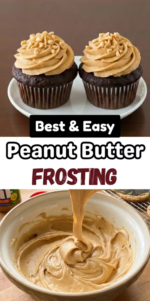Two image collage of Peanut Butter Frosting
