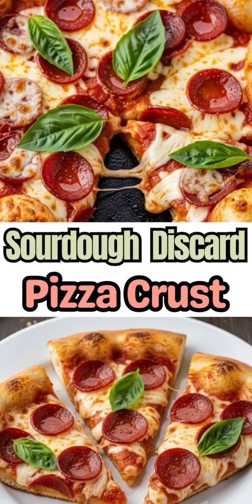 Two image collage of Sourdough discard pizza curst