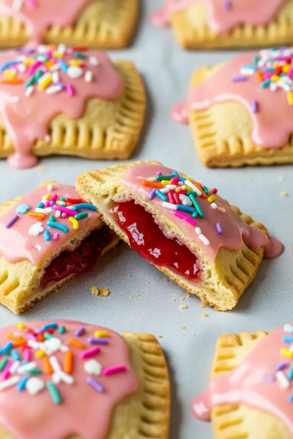 Golden homemade sourdough pop tarts with flaky pastry