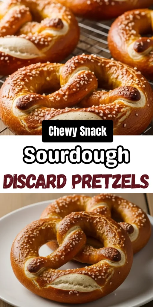 Two image collage of sourdough pretzels