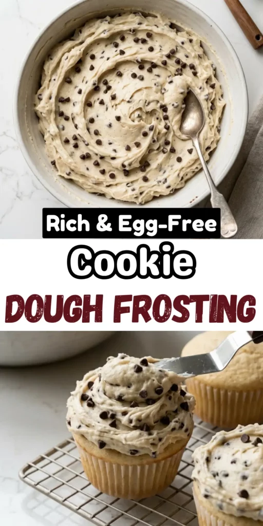 Two image collage of Cookie Dough Frosting