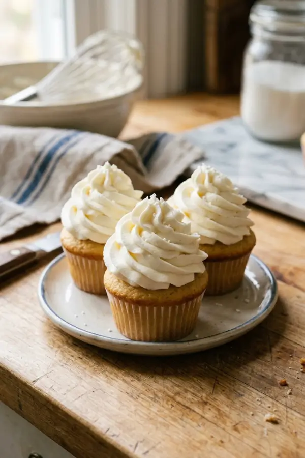 Cool Whip Cream Cheese Frosting on cupcakes