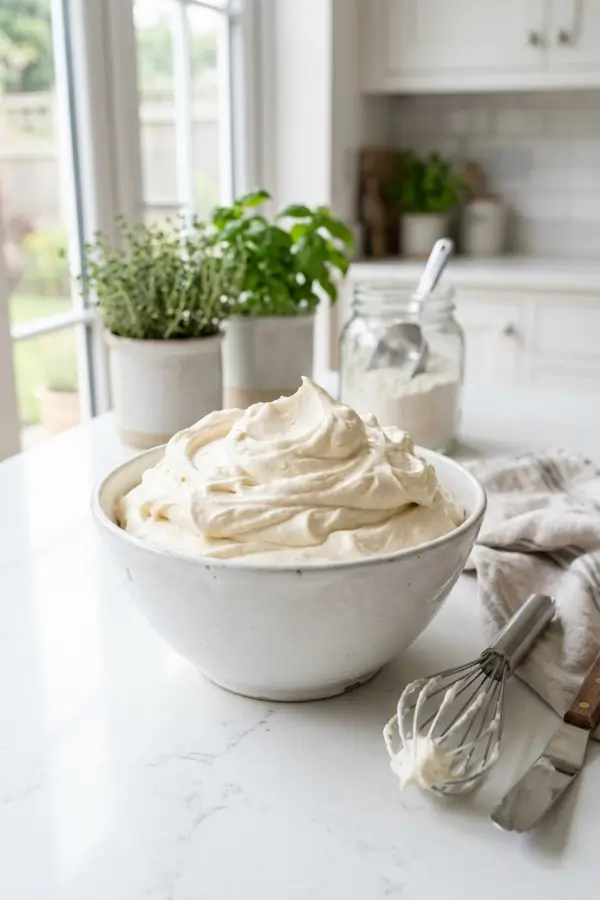 Ermine Frosting on kitchen countertop