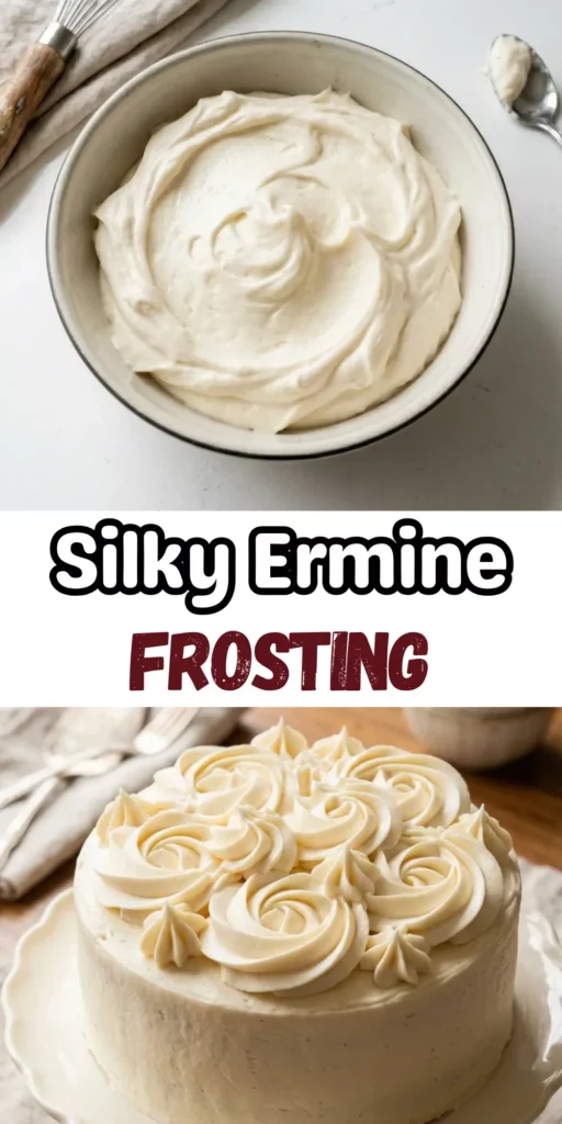 Two image collage of Ermine Frosting