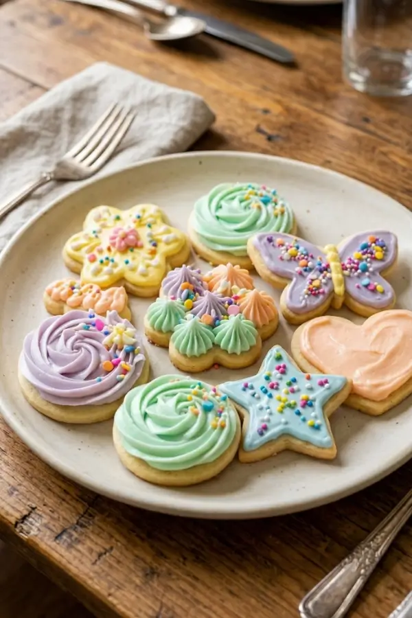 Frosting Sugar Cookies served in a plate