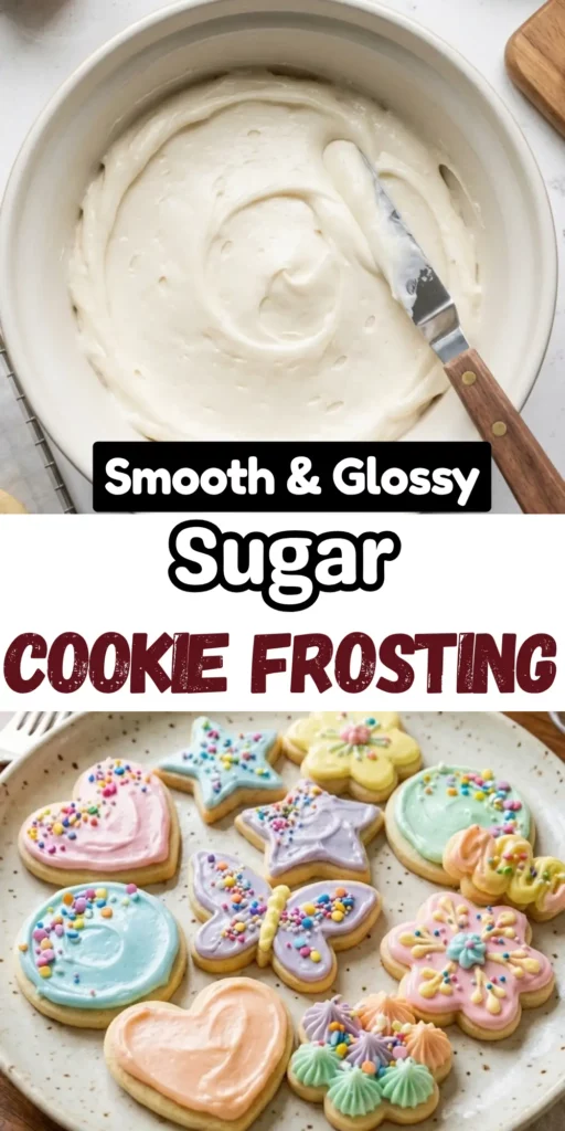 Two image collage of Sugar Cookie Frosting