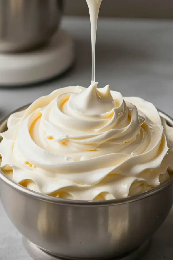 Italian Buttercream Frosting in mixing bowl