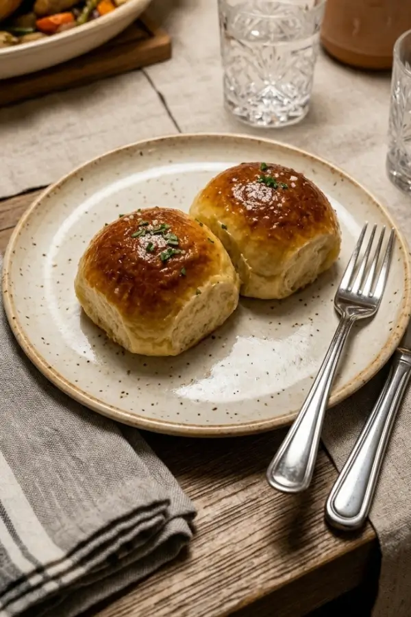Two Sourdough Discard Hawaiian Rolls served on a plate