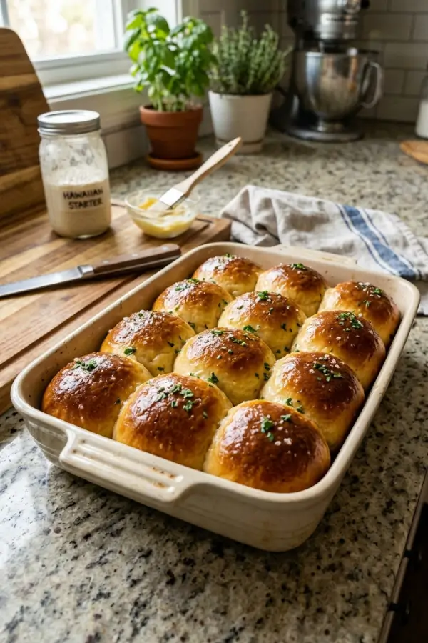 Fluffy Sourdough Discard Hawaiian Rolls