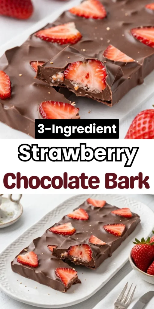 Two image collage of Strawberry Chocolate Bark Recipe