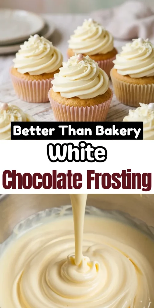 Two image collage of White Chocolate Frosting