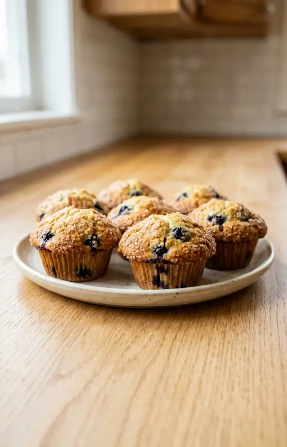 Blueberry Muffins from Scratch on kitchen countertop
