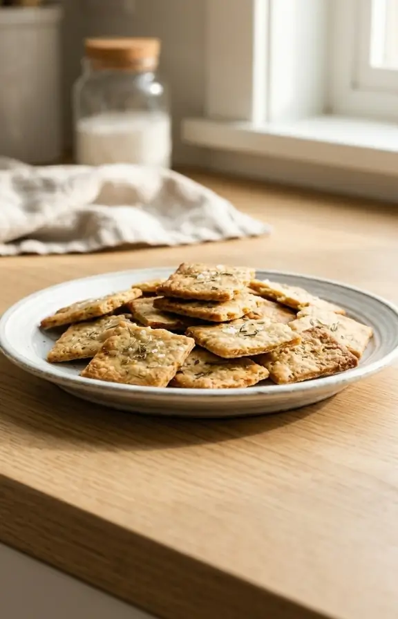 Sourdough Discard Crackers on the kitchen countertop
