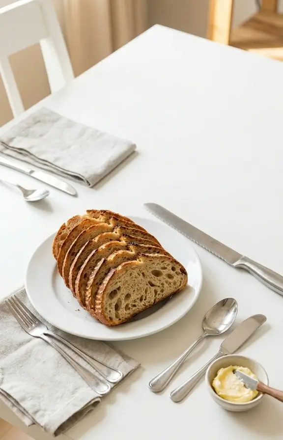 Overhead view of Dutch Oven Crusty Bread slices