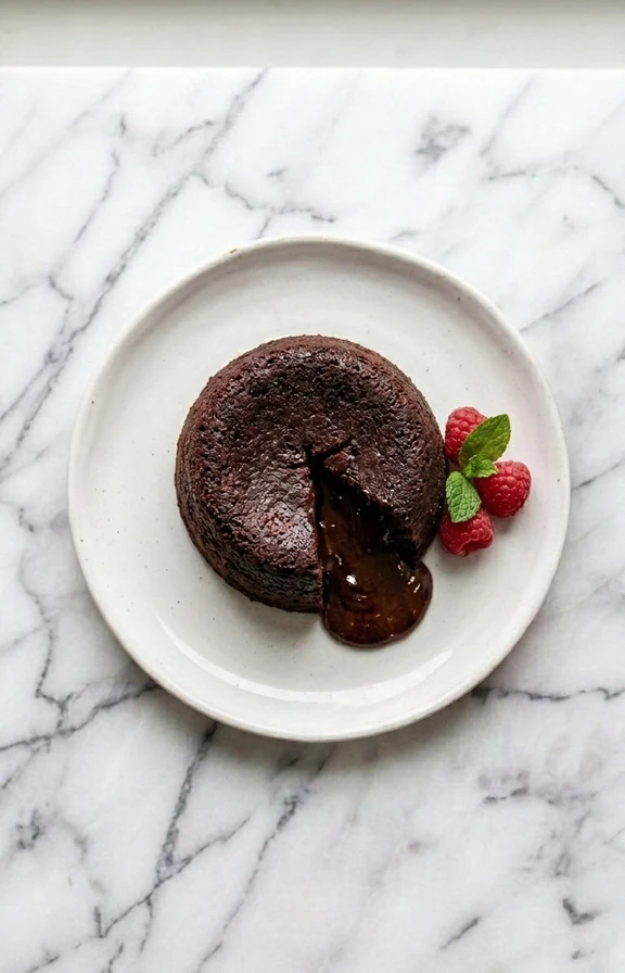 Overhead view of Keto Chocolate Lava Cake