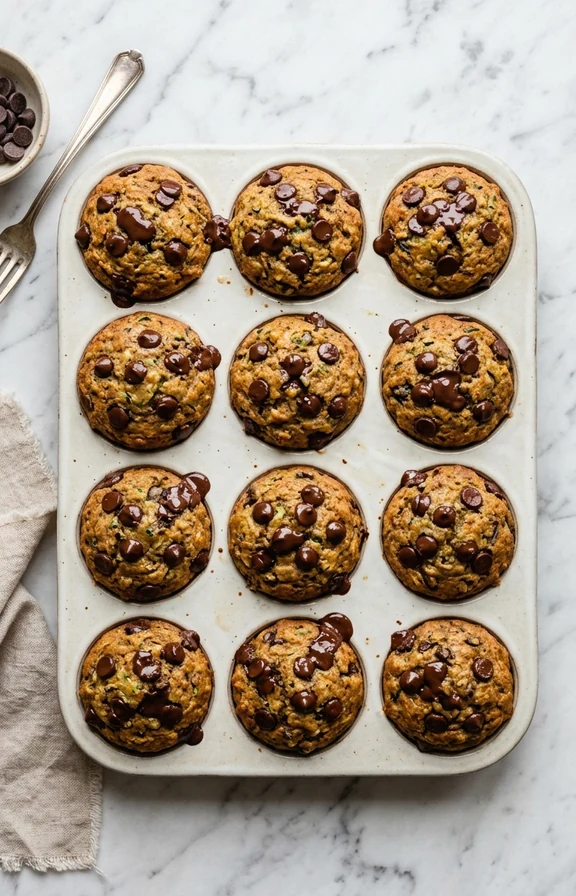 Overview Image of Low Carb Zucchini Chocolate Chip Muffins