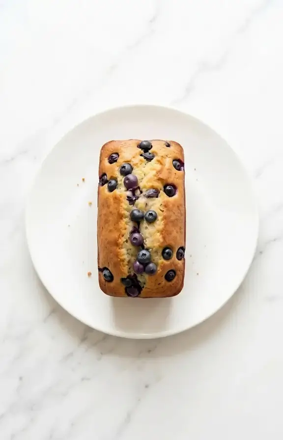 Overhead view of Sourdough Discard Blueberry Lemon Loaf