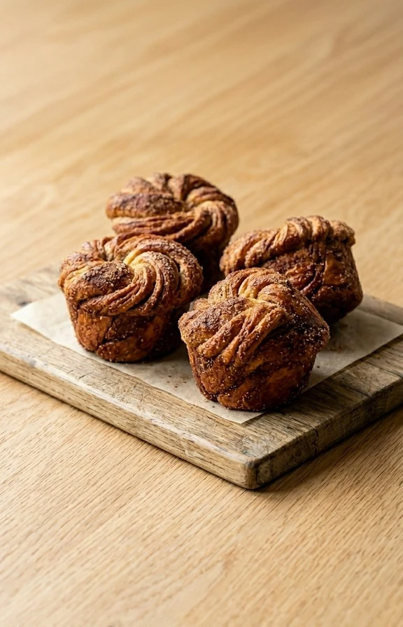 Sourdough Discard Cinnamon Sugar Cruffins on kitchen countertop