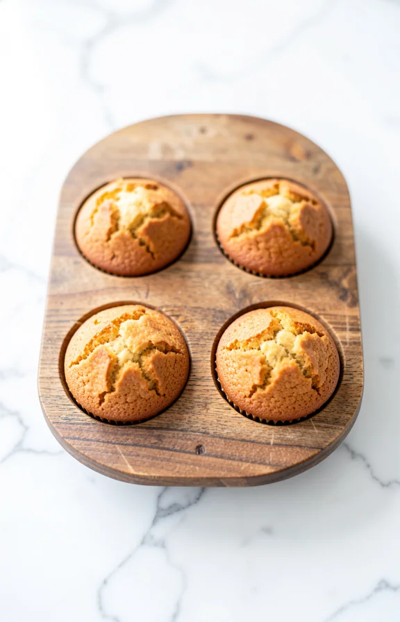 overhead view of Vegan Banana Oat Breakfast Muffins Ready in 30 Minutes on white marble surface