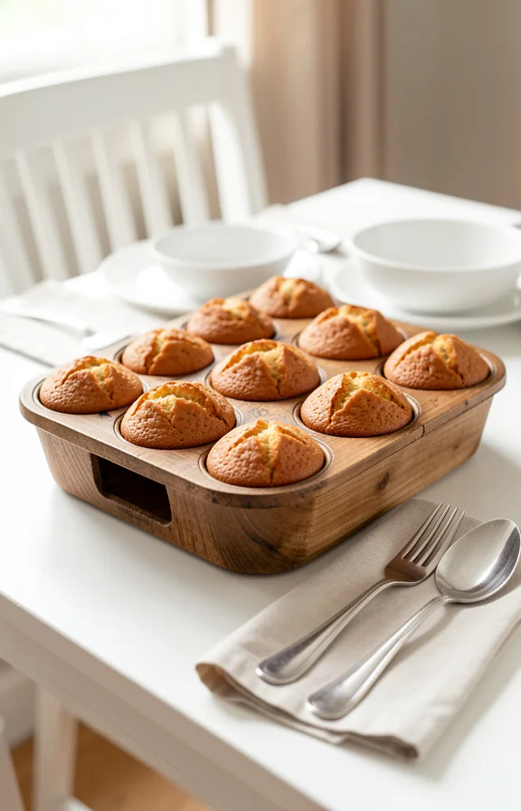 overhead view of Vegan Banana Oat Breakfast Muffins Ready in 30 Minutes on a dining table
