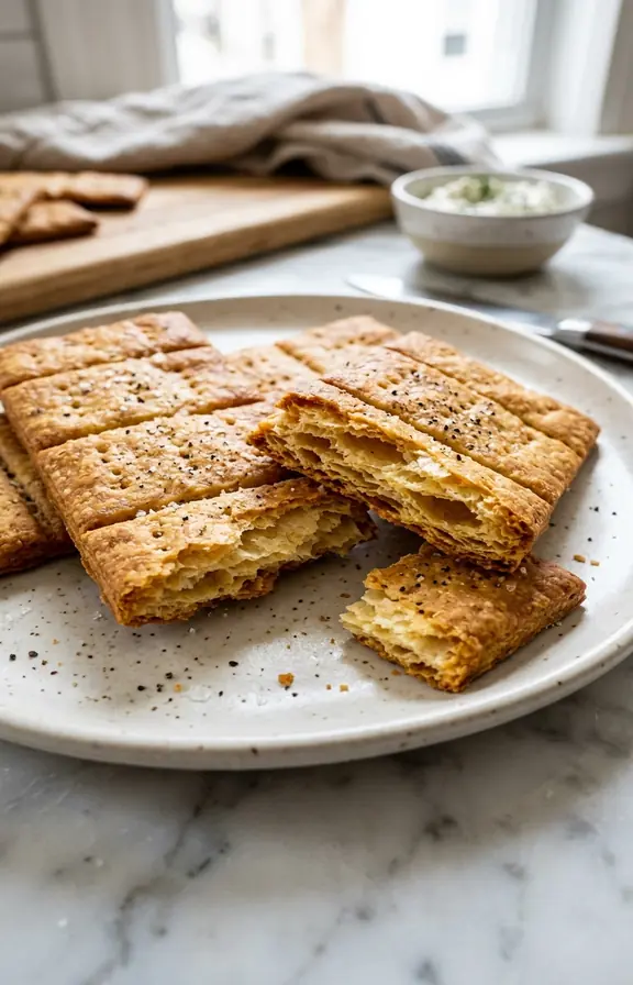 3 ingredient no flour sourdough discard crackers on plate