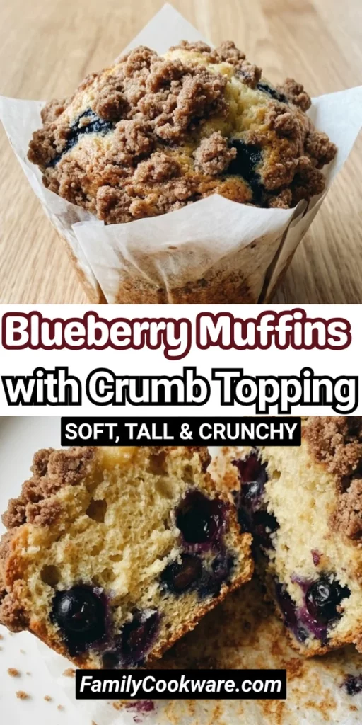 Bakery Style Blueberry Muffins With Streusel Topping pin image