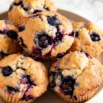 Moist fluffy no mixer blueberry muffins served