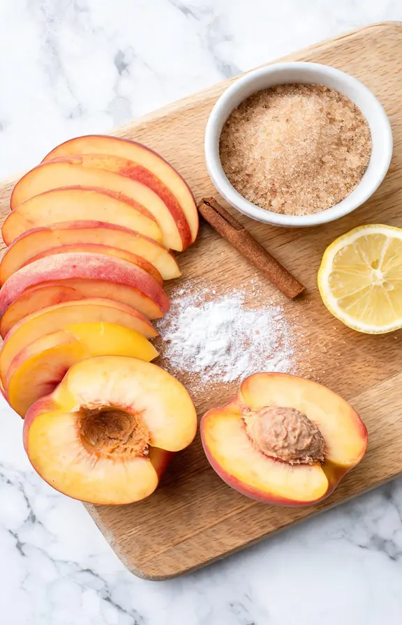 peach crumble recipe with a golden buttery oat topping img 2